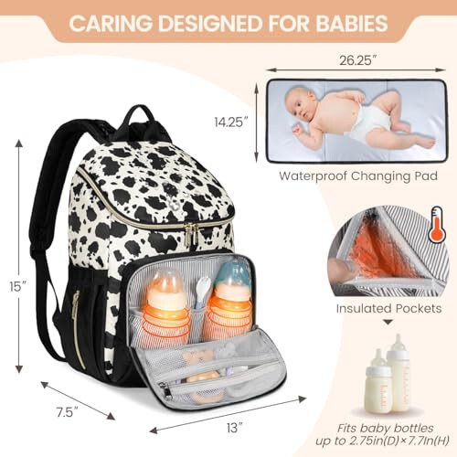 LOVEVOOK Diaper Bag Backpack Large Capacity Baby Bag with Portable Changing Pad, Multifunction Baby Travel Backpack - 2