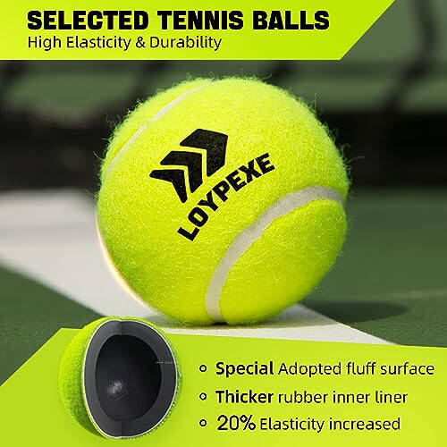 LOYPEXE Tennis Practice Rebounder Tennis Trainer Set with String Solo Tennis Trainer Practice Equipment 3 Replacement Rebound Balls Portable Tennis Practice Equipment for Adults Kids - 2