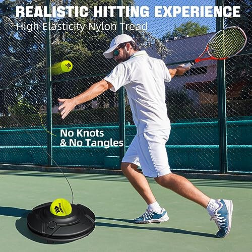 LOYPEXE Tennis Practice Rebounder Tennis Trainer Set with String Solo Tennis Trainer Practice Equipment 3 Replacement Rebound Balls Portable Tennis Practice Equipment for Adults Kids - 6