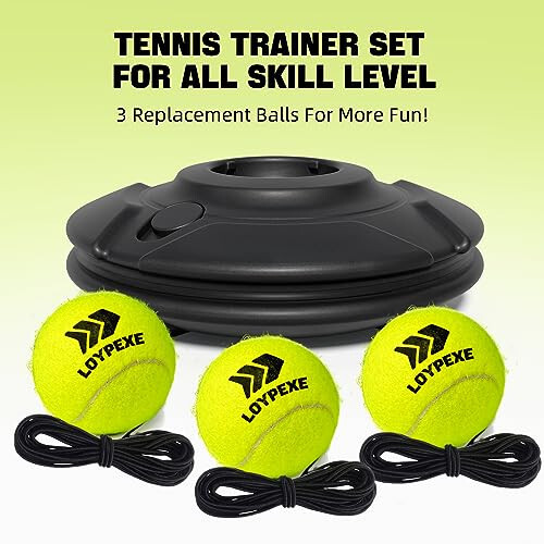 LOYPEXE Tennis Practice Rebounder Tennis Trainer Set with String Solo Tennis Trainer Practice Equipment 3 Replacement Rebound Balls Portable Tennis Practice Equipment for Adults Kids - 7