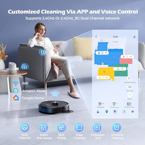 Lubluelu 3 in 1 Robot Vacuum and Mop Combo,4500Pa Robot Vacuum with Mapping,LiDAR Navigation,5 Maps,24 No-Go Zones, WiFi/App/Alexa,Self-Charging,Vacuum Robot for Pet Hair,Carpet,Hard Floor,Black - 5