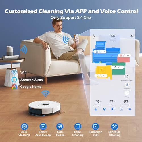 Lubluelu 3 in 1 Robot Vacuum and Mop Combo,4500Pa Robot Vacuum with Mapping,LiDAR Navigation,5 Maps,24 No-Go Zones, WiFi/App/Alexa,Self-Charging,Vacuum Robot for Pet Hair,Carpet,Hard Floor,SL68W - 5