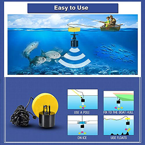 LUCKY Kayak Portable Fish Depth Finder Water Handheld Fish Finder Sonar Castable Kayak Boat Fishfinder Transducer Fishing LCD Display FFC1108 - 3