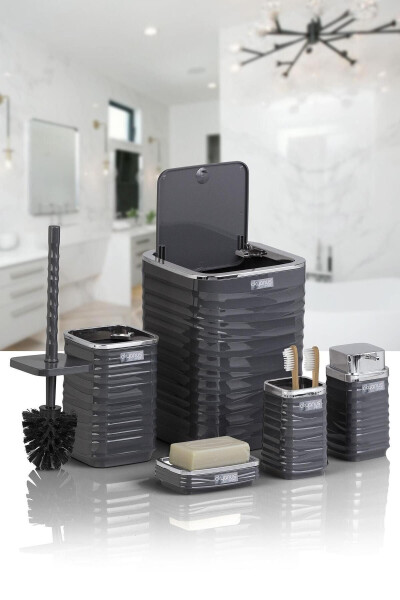 Luna Anthracite Chrome Square 5-Piece Bathroom Set - 2