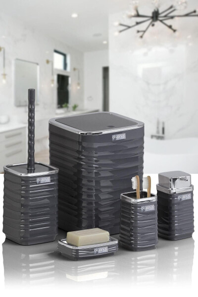 Luna Anthracite Chrome Square 5-Piece Bathroom Set - 4