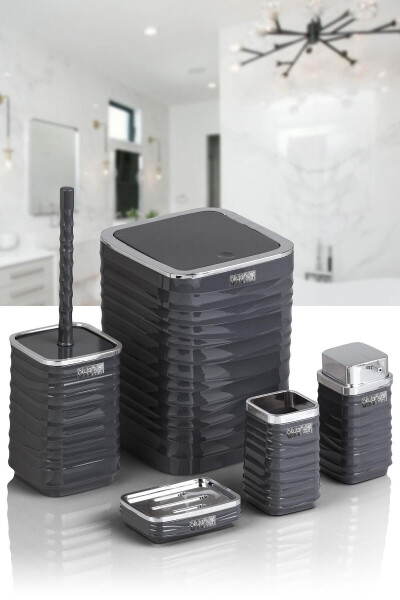 Luna Anthracite Chrome Square 5-Piece Bathroom Set - 6