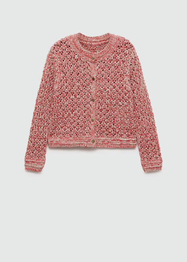 Lurex openwork knitted cardigan - Red - 1