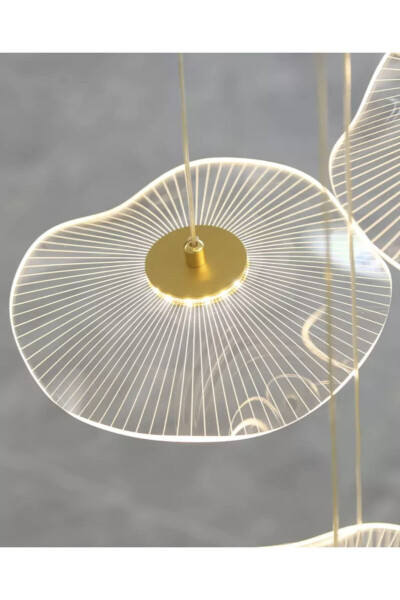 Luxury Exclusive Yuvarlak Sarkıt Led Avize Jellyfish Gold Sarı 16'lı Ledli Avize - 4