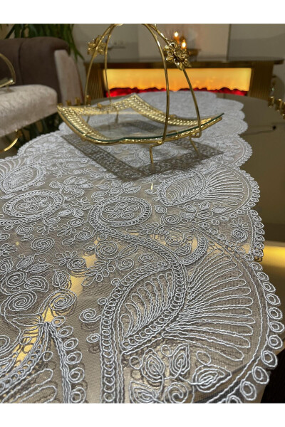 Luxury Runner Living Room Coffee Table Tablecloth French Lace Dowry (GRAY) 1 piece New Runner (133X45CM) - 4