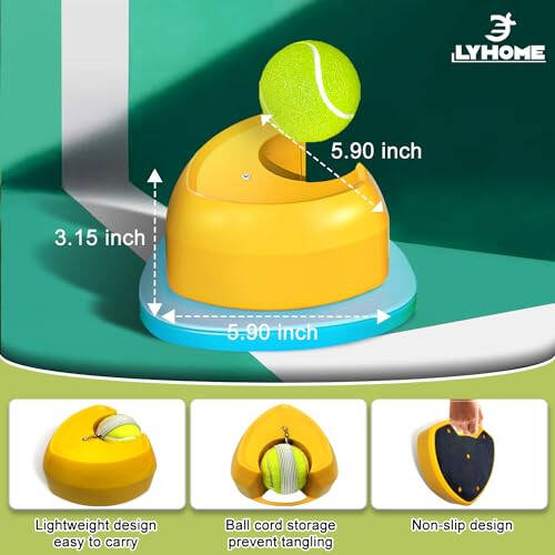 LYHOME Tennis Training Rebound Ball, 18.5 Ft Ret retractable Pull Rope, Easy to Carry, Suitable for Adult and Children Tennis Practice - 2