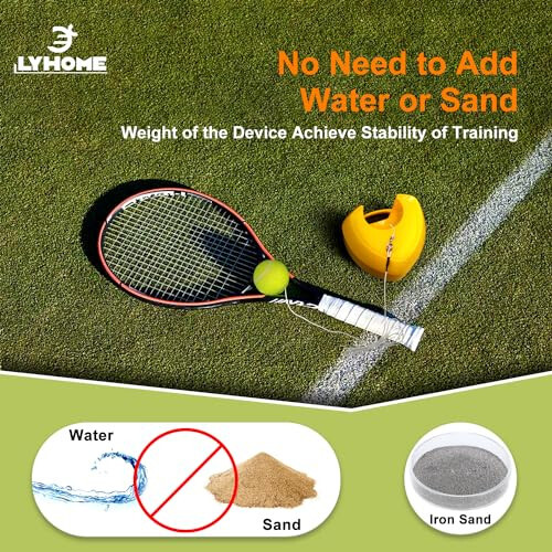 LYHOME Tennis Training Rebound Ball, 18.5 Ft Ret retractable Pull Rope, Easy to Carry, Suitable for Adult and Children Tennis Practice - 4