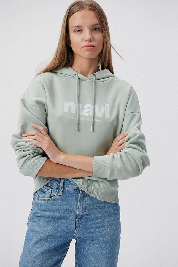 M168334-71464-Fw Soluk Toz Yeşil Kadın Sweatshirt - 2