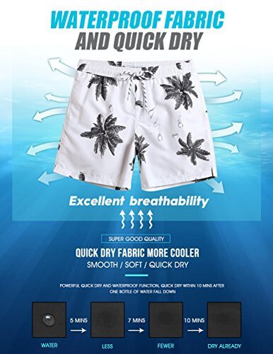 maamgic Men's 7 Inch Bathing Suits with Mesh Lining, Awhite7, L - 6