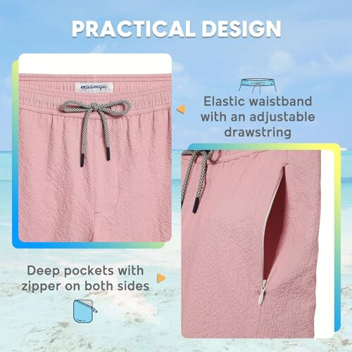 Maamgic Men's Swim Trunks 5.5 inch Seersucker 2 in 1 Beach Shorts Quick Dry Bathing Suits with Compression Liner - 4