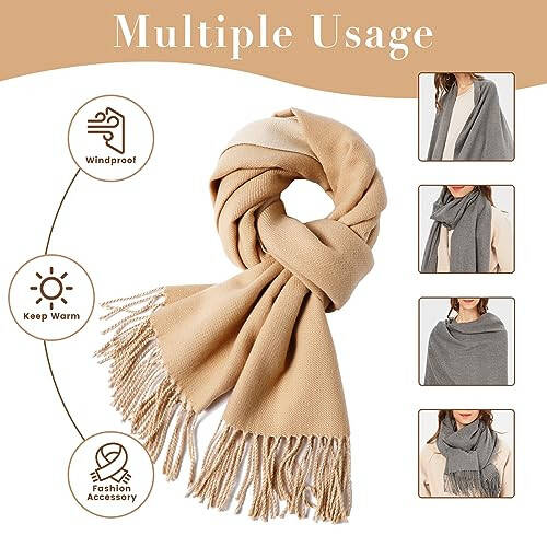 Maamgic Womens Cashmere Scarf Large Pashmina Shawls and Wraps Light Blanket Scarf for Evening Dress Warm Daily Travel Office - 4