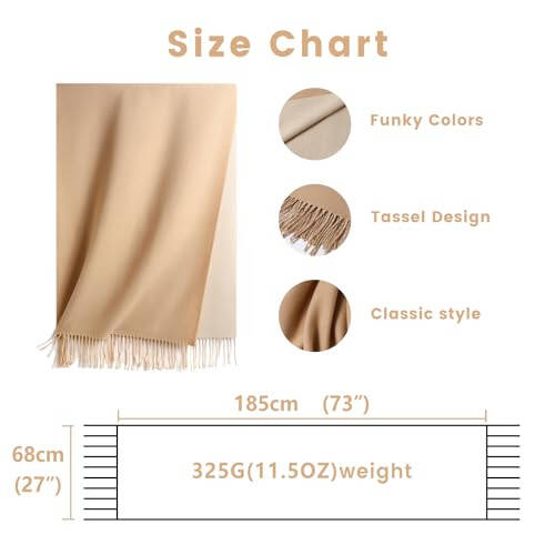 Maamgic Womens Cashmere Scarf Large Pashmina Shawls and Wraps Light Blanket Scarf for Evening Dress Warm Daily Travel Office - 5