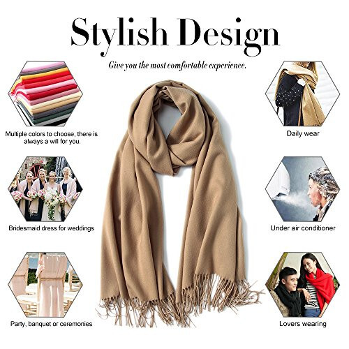 Maamgic Women's Scarf Pashmina Shawls and Wraps for Evening Dresses Travel Office Winter Wedding Cashmere Feel Large Scarves - 5