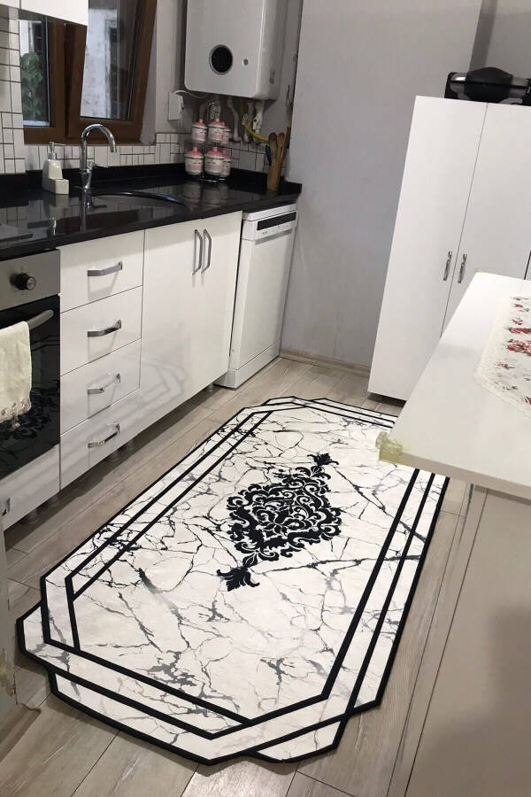 Machine Washable Non-Slip Black and White Rug - 2