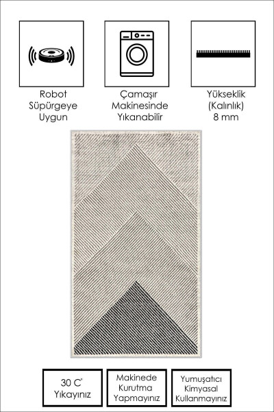 Machine Washable Non-Slip Stain Resistant Beige Kitchen Rug Living Room Rug and Runner - 2