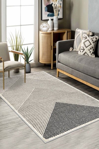 Machine Washable Non-Slip Stain Resistant Beige Kitchen Rug Living Room Rug and Runner - 1