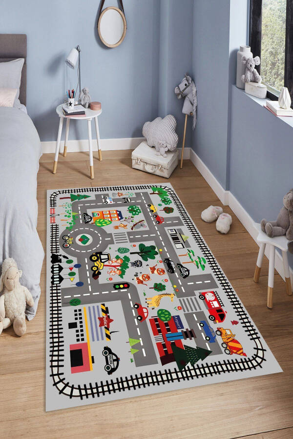 Machine Washable Non-Slip Stain Resistant Educational Baby and Kids Room Rug Play Mat - 4