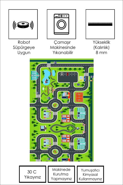 Machine Washable Non-Slip Stain Resistant Educational Road Pattern Baby And Child Rug Play Mat - 2