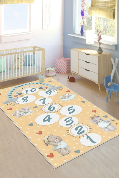 Machine Washable Non-Slip Stain Resistant Hopscotch Pattern Baby And Children's Rug Play Mat - 1