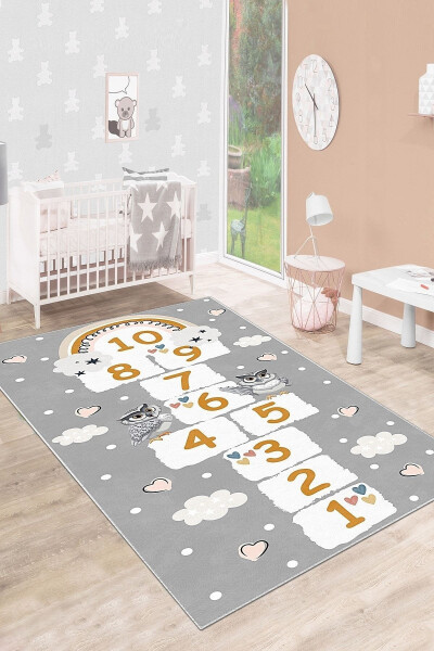 Machine Washable Non-Slip Stain Resistant Hopscotch Pattern Baby And Kids Rug Play Mat - 1