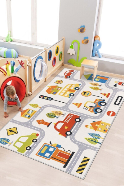 Machine Washable Non-Slip Stain Resistant Road Pattern Rug Baby And Kids Carpet Play Mat - 1