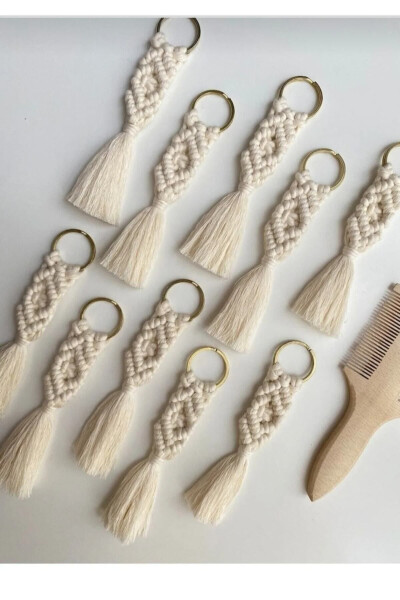 Macrame Keychain Set of 25 (Wedding, Engagement, Betrothal, Birthday Gift) - 4