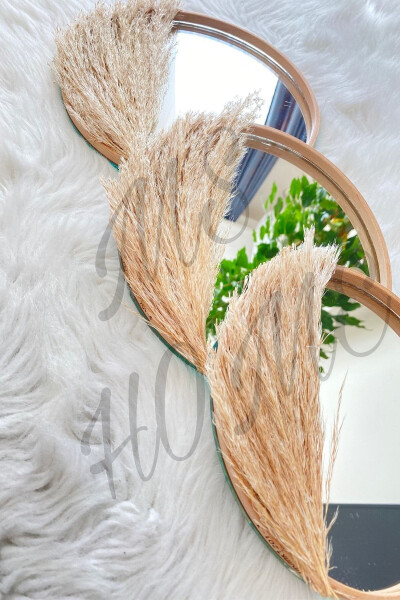 Macrame Wall Decor Ring Feathered Mirrored Wall Ornament 3 Piece Set 100% Handmade - 5