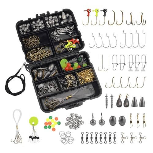 MadBite Freshwater Terminal Tackle Kits, 181 pcs, Fishing Hooks, Fishing Accessory Gear, Fishing Tackle, Fishing Weights & Sinkers, Jig Hooks, Floats and Bobbers - 1