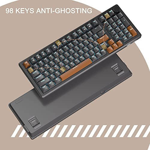 MageGee 98 Keys Mechanical Gaming Keyboard, Brown Switch, 96% Compact Layout LED Blue Backlit Wired Keyboard with Numpad Arrow Keys, for PC Laptop, for Game and Office, Black - 3