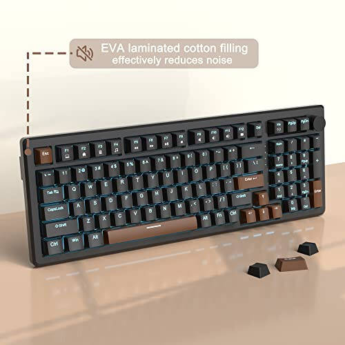 MageGee 98 Keys Mechanical Gaming Keyboard, Brown Switch, 96% Compact Layout LED Blue Backlit Wired Keyboard with Numpad Arrow Keys, for PC Laptop, for Game and Office, Black - 4