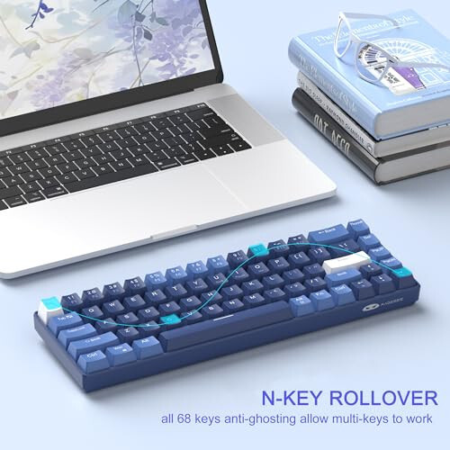 MageGee Portable 60% Mechanical Gaming Keyboard, Hot Swappable Blue Whale Switch, RGB Backlit Compact 68 Keys Mini Wired Office Keyboard for Windows Laptop PC, with Silencing Cotton, Dark Blue - 3