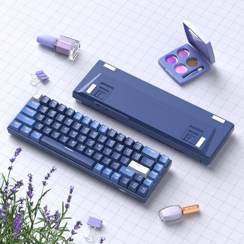 MageGee Portable 60% Mechanical Gaming Keyboard, Hot Swappable Blue Whale Switch, RGB Backlit Compact 68 Keys Mini Wired Office Keyboard for Windows Laptop PC, with Silencing Cotton, Dark Blue - 6