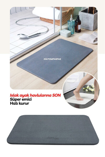 Magic Water Absorbing Gray Diatom Bathroom Mat Diatomite Water Absorbing Non-Slip Mat - 1