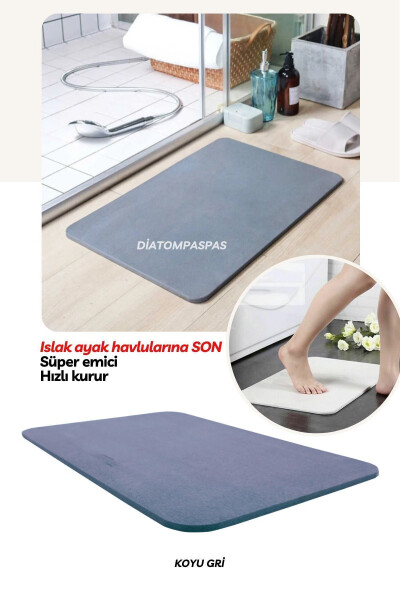 Magic Water Absorbing Gray Diatom Bathroom Mat Diatomite Water Absorbing Non-Slip Mat - 2