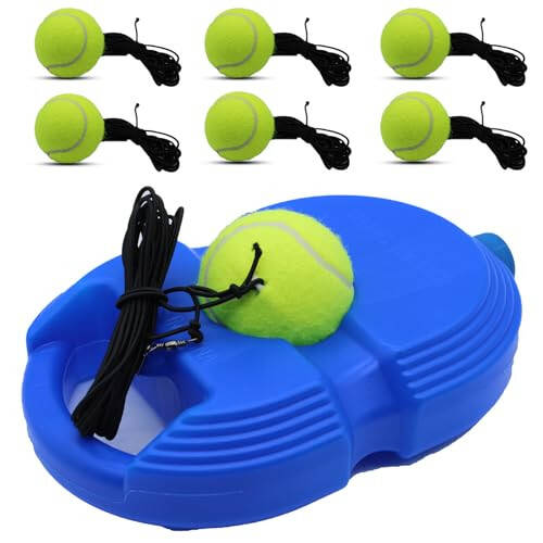 Magicorange Tennis Trainer Rebound Ball with 6 String Balls, Solo Tennis Training Equipment for Self Tennis Practice Training for Beginner - 1