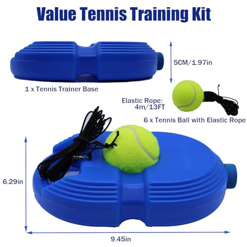 Magicorange Tennis Trainer Rebound Ball with 6 String Balls, Solo Tennis Training Equipment for Self Tennis Practice Training for Beginner - 2