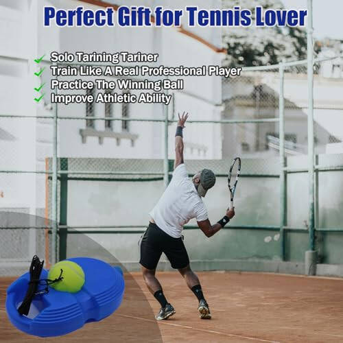 Magicorange Tennis Trainer Rebound Ball with 6 String Balls, Solo Tennis Training Equipment for Self Tennis Practice Training for Beginner - 5