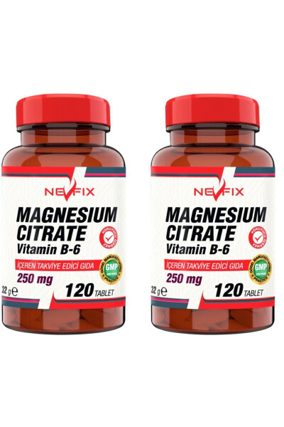 Magnesium Citrate 250 Mg Vitamin B6 10 Mg 120 Tablets X 2 Boxes - 1