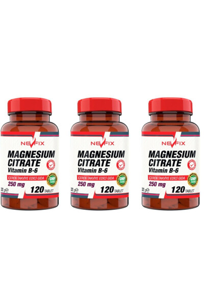 Magnesium Citrate 250 Mg, Vitamin B6 10 Mg, 120 Tablets x 3 Boxes - 1