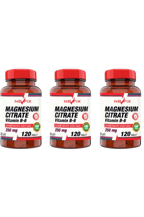 Magnezyum Sitrat 250 Mg, B6 Vitamini 10 Mg, 120 Tablet x 3 Kutu - 1