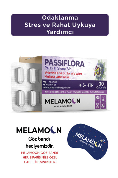 Magnezyum ve 5-HTP İle Güçlendirilmiş Passiflora (Pasiflora) Strese ve Uykuya Yardımcı 30 Kapsül - 1