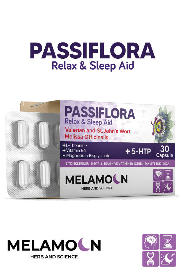 Magnezyum ve 5-HTP İle Güçlendirilmiş Passiflora (Pasiflora) Strese ve Uykuya Yardımcı 30 Kapsül - 2