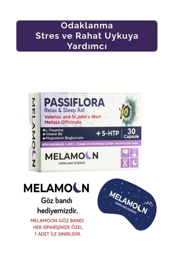 Magnezyum ve 5-HTP İle Güçlendirilmiş Passiflora (Pasiflora) Strese ve Uykuya Yardımcı 30 Kapsül - 1