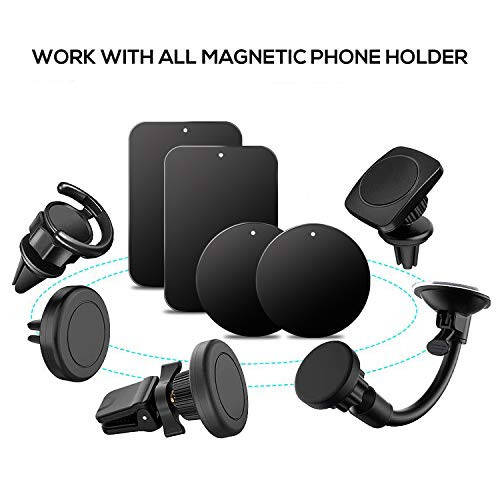 Magnitli Telefon Uchun GradCap Metall Plita - 4 Taʼsirli Universal Ultra Yupqa Qora Metall Disk Kuchli 3M Yopishqoq Stikli - Zaxira Aksessuar Toʻplami - 2 Toʻrtburchak (1.75