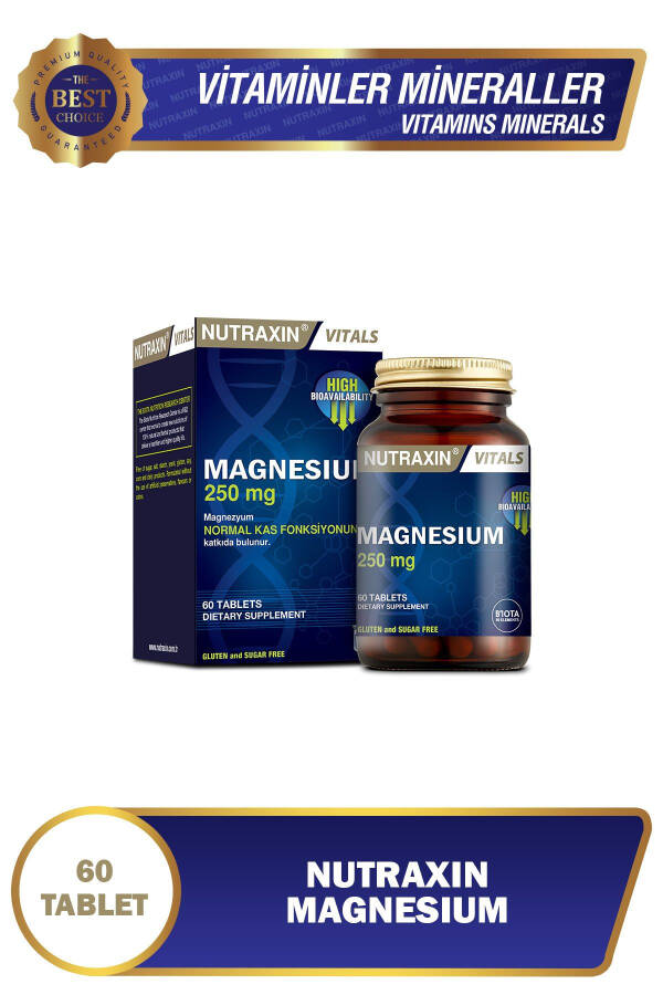 Magniy Sitrat 250 Mg Oziq-ovqat Qo'shimchasi 60 Tabletka - 1