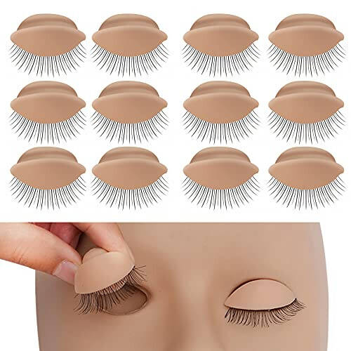 MAIZOA 6 pairs of replaceable eyelids (2 boxes), MAIZOA Eyelash Replacement Eyelids, used for eyelash training and practice makeup eyelash extension (Wheat color) - 1